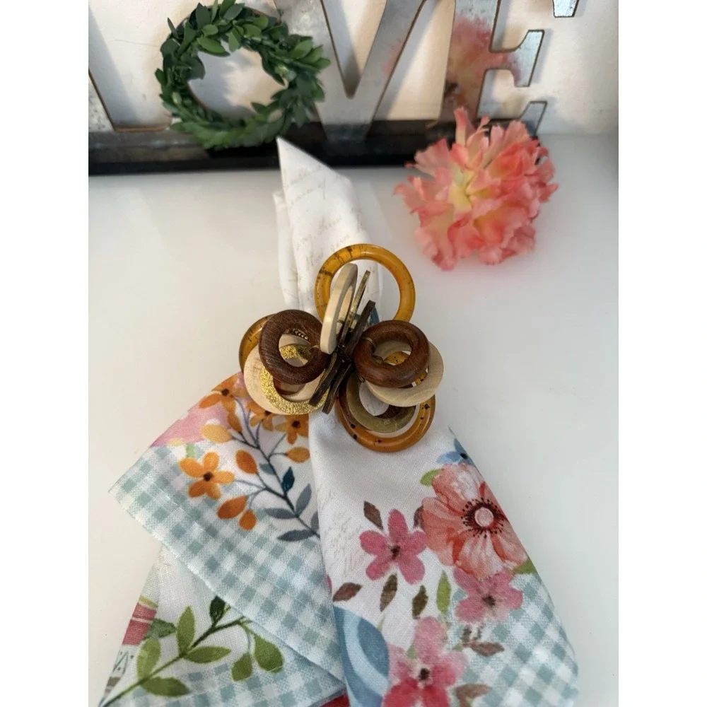 Vintage Set‎ of 6 Bodrum Interlink Napkin Rings Mid Century Modern Table Decor